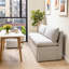 Banc de rangement rembourré beige avec rangement-112460231