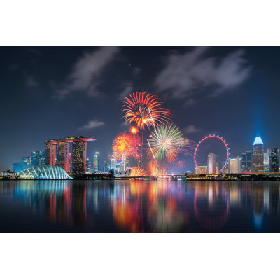 Singapore National Day by Tampatra - Wrapped Canvas Print