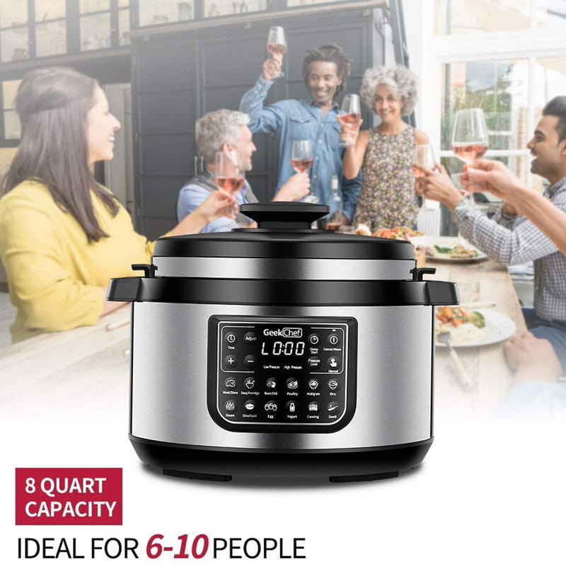Geek Chef  12 In 1 Electric 8 Quart Oval Pressure Cooker Pot With LCD Display