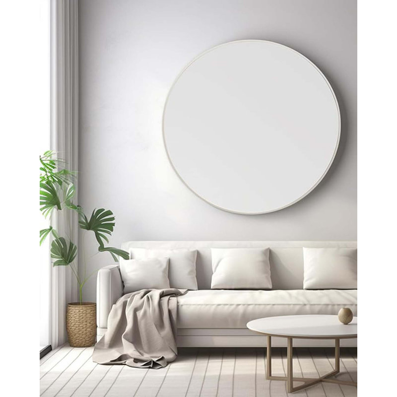 Miroir mural Hermien, Argent, 24 po x 24 po, Rond