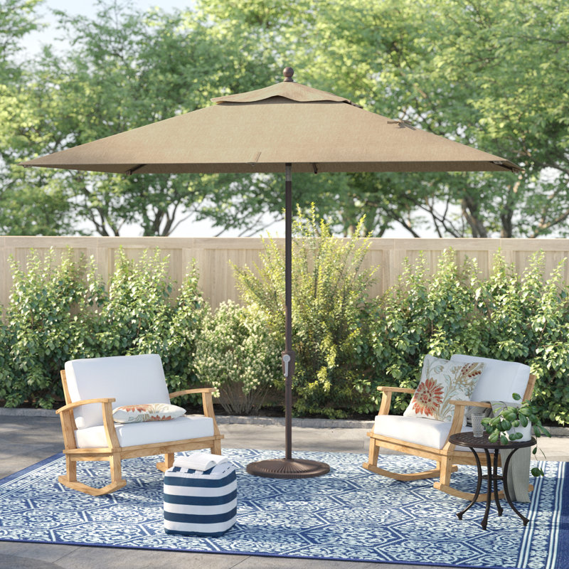 Parasol de marché rectangulaire 10 pi x 6,5 pi Launceston, Solefin beige clair antique, Bronze