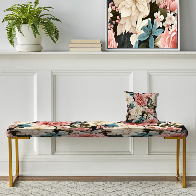 Banc rembourré or, Beauté florale rose de Serenade