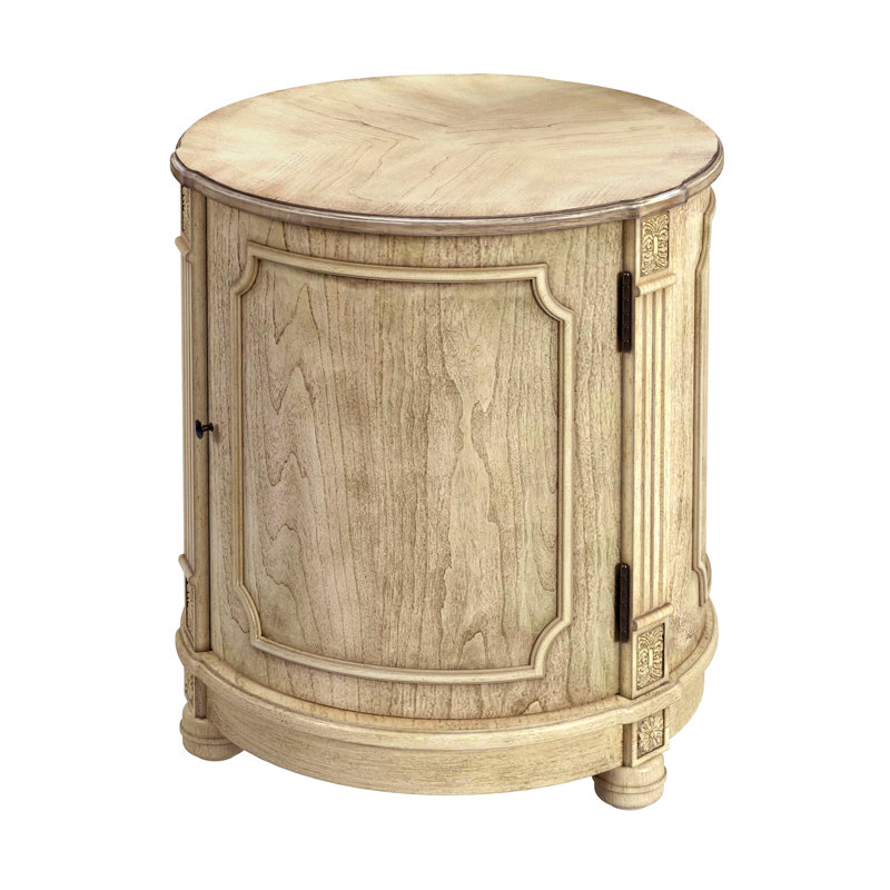 Thurmond Drum 20"W Drum Side Table, Beige