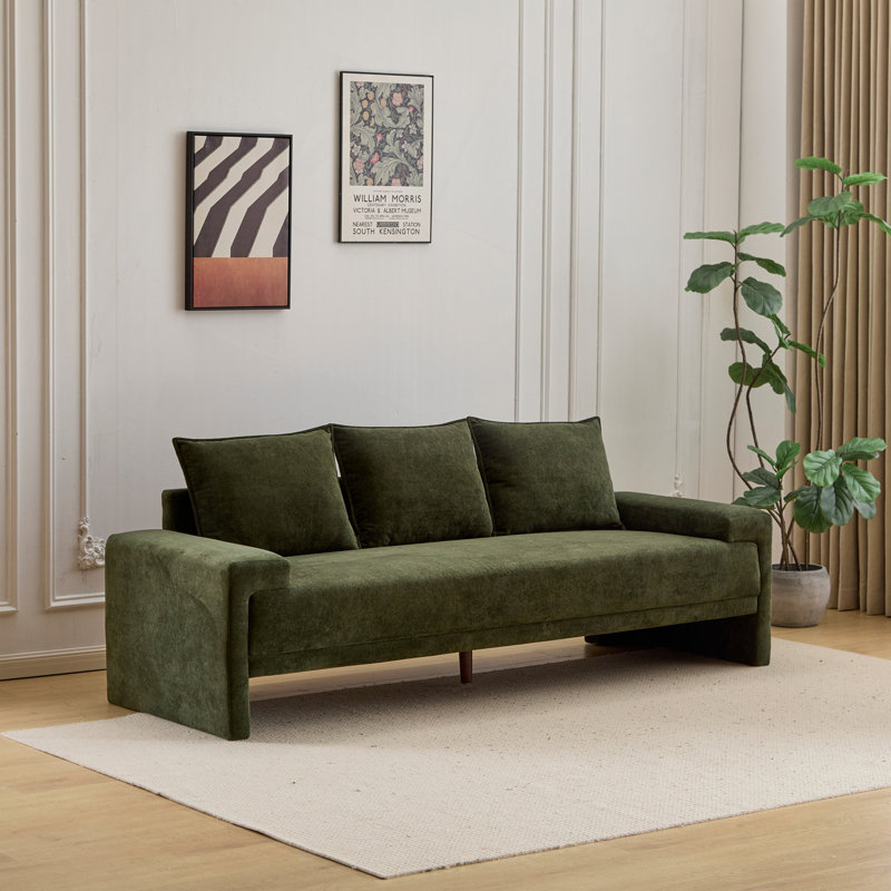 Canapé rembourré 84,5 po 3 places moderne en velours vert mousse