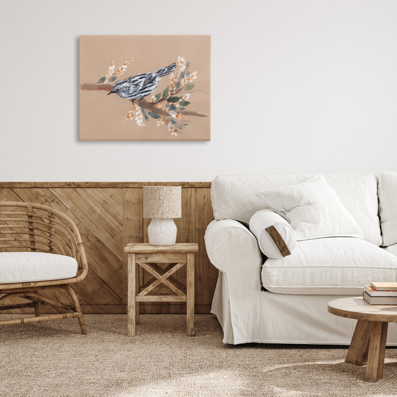 Oiseau sur toile délicate, par Cady, H 16 po x l 20 po