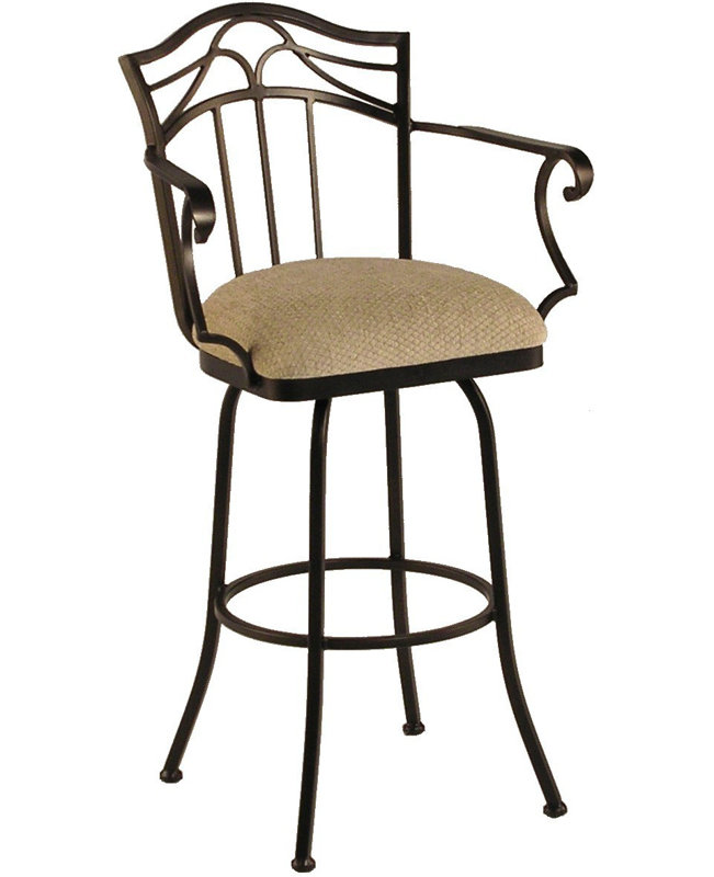 Tabouret de bar et de comptoir Alexis, Noir mat, Élément noisette, Tabouret de comptoir (hauteur de siège de 26 po)