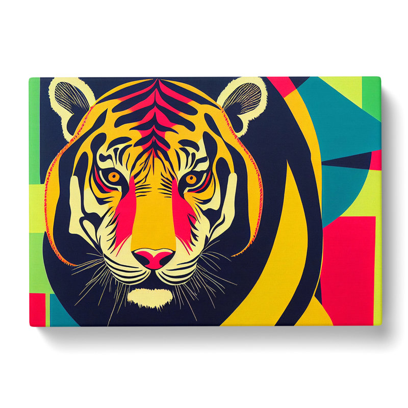 Colourful Tiger Abstract - Wrapped Canvas, 50cm H x 76cm W x 3cm D