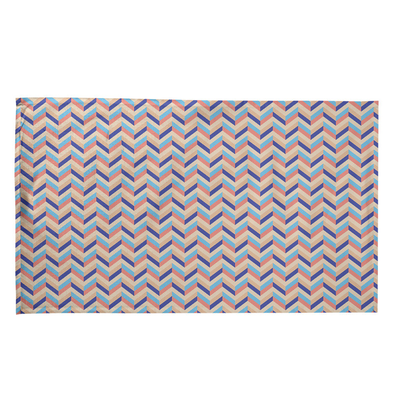 Serviette à thé chevron Mcguigan, Polyester sergé, Beige / bleu marine / rouge