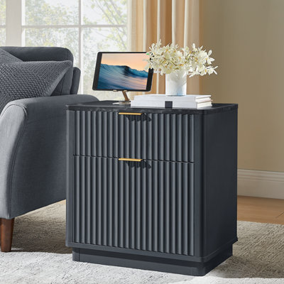 23'' Fluted Nightstand With Mid-century Modern