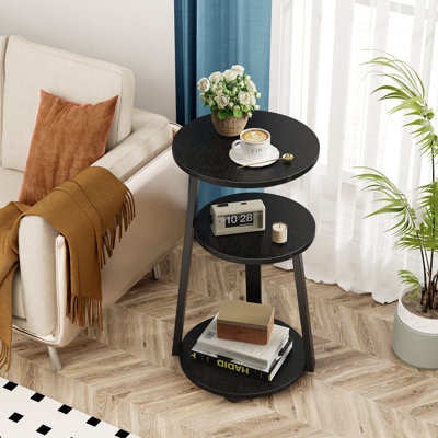 Table de bout ronde avec tablettes à 3 niveaux Vernestine