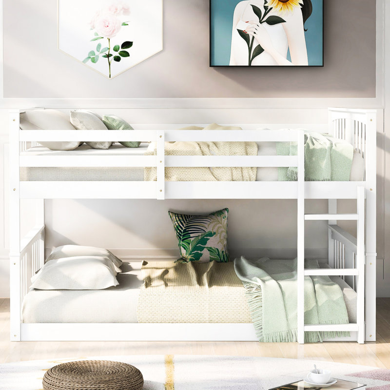 Lit double superposé au-dessus, blanc - construit pour une durabilité à long terme, s'adapte aux matelas de taille, aux inclusions et aux caractéristiques