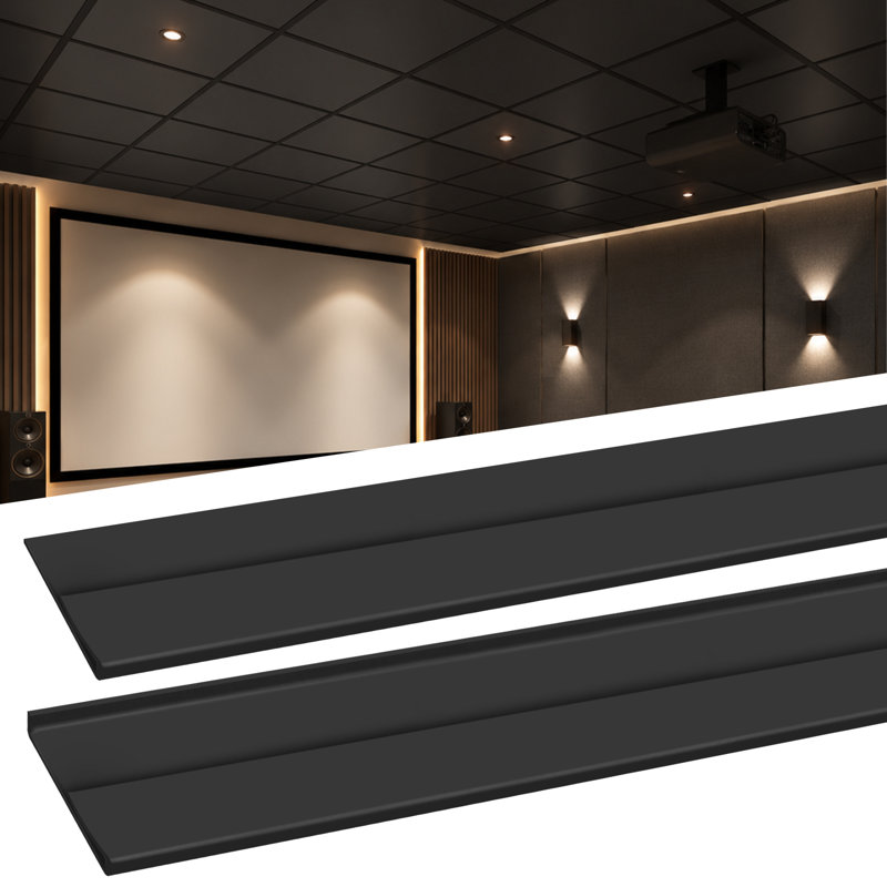 BaseNoir 96 pi² Ensemble de couvercle de grille de plafond noir à fixation rapide pour barres en T