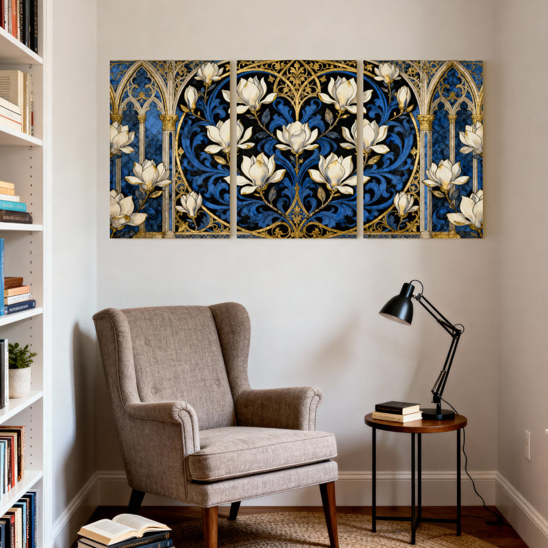 Plantes et fleurs, ensemble de 3 reproductions d'art sur toile, H 24 po x l 16 po