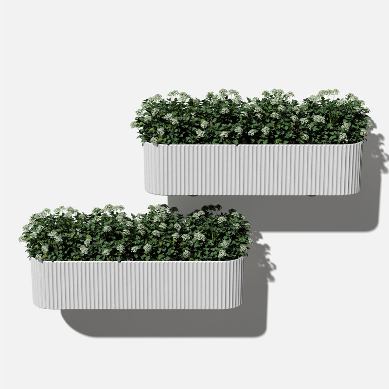 Veradek Demi Series Railing Planter 36" Planter, 2, White