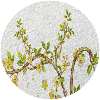 Cherry Blossom Vegan Leather Round Pebble Placemat