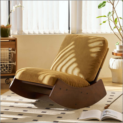 Chaise berçante confortable, fauteuil oscillant rembourré de haute qualité, structure en bois massif, chaise de lecture d'appoint parfaite pour les environnements multiples pour la chambre à coucher, le salon et la chambre de bébé