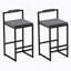 Tabourets de bar rembourrés de velours à hauteur de comptoir pour îlot de cuisine, ensemble de 2 chaises de salle à manger modernes avec repose-pieds et dossier (noir et gris)-1541939886