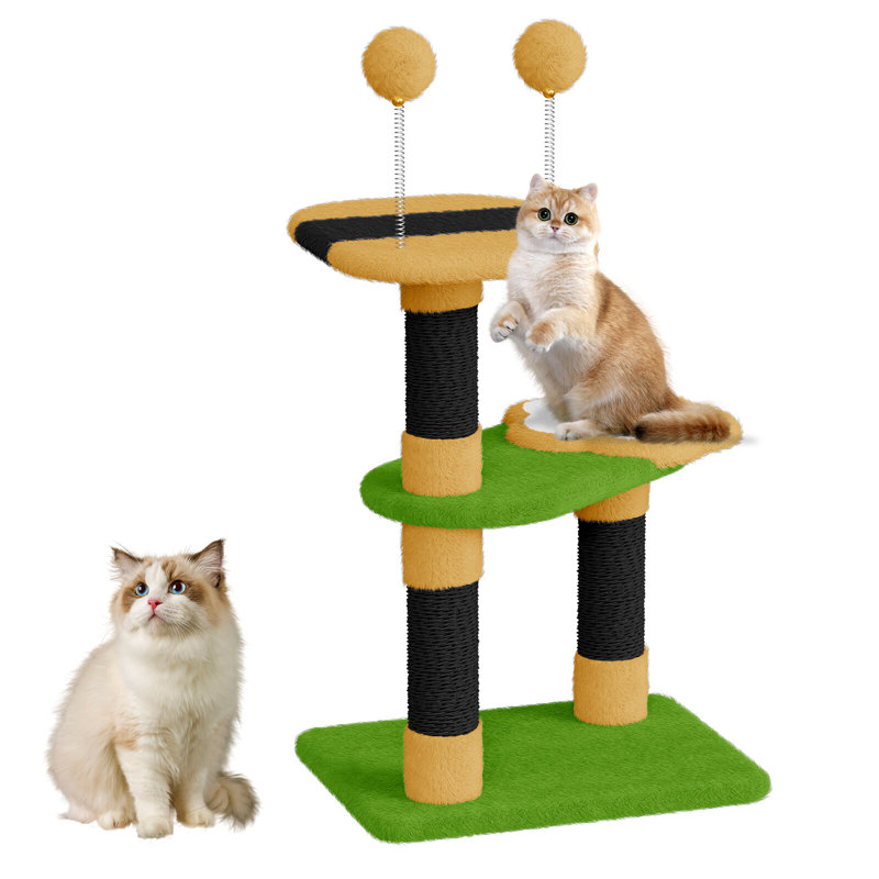 Amadahy 79cm H Cat Tree, Green/Yellow