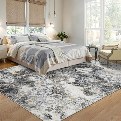 Tapis abstrait ultra fin antidérapant lavable à la machine pour la salle à manger de la chambre à coucher, revêtement de sol à poils courts pour la maison de bureau