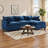 Chenille 3-Seat Sectional Sofa - Modular Deep Seat Sleeper Couch with Ottoman, Comfy Upholstered Furniture for Living Room, Apartment, Office"-1755081567