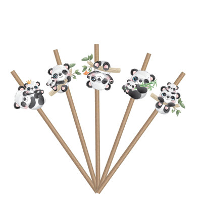 10 pailles en papier panda