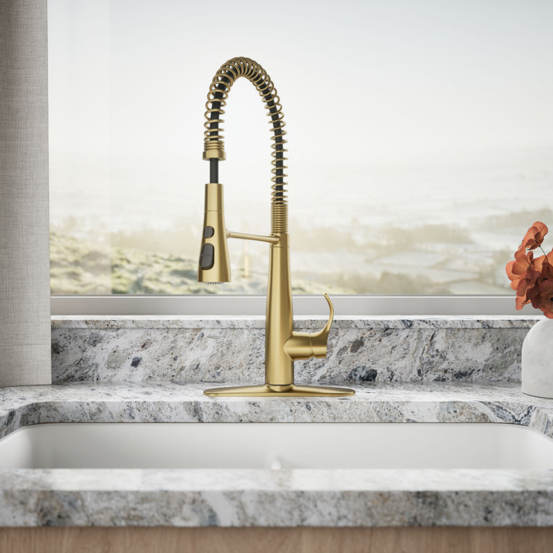 Kohler Simplice Single Handle Semi-Professional Pre-Rinse Kitchen Sink Faucet with Three-Function Pull Down Sprayer