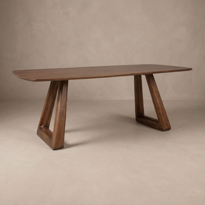 Mango Wood Rectangular Dining Table With Angular Base