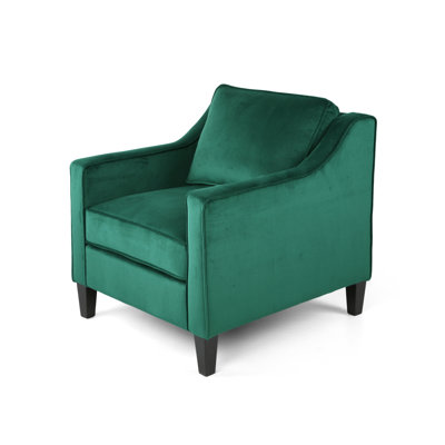 Elegant Velvet Accent Chair, Green Upholstery, Modern Home Decor