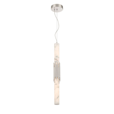 Pendant, 29", Polished Nickel, Alabaster