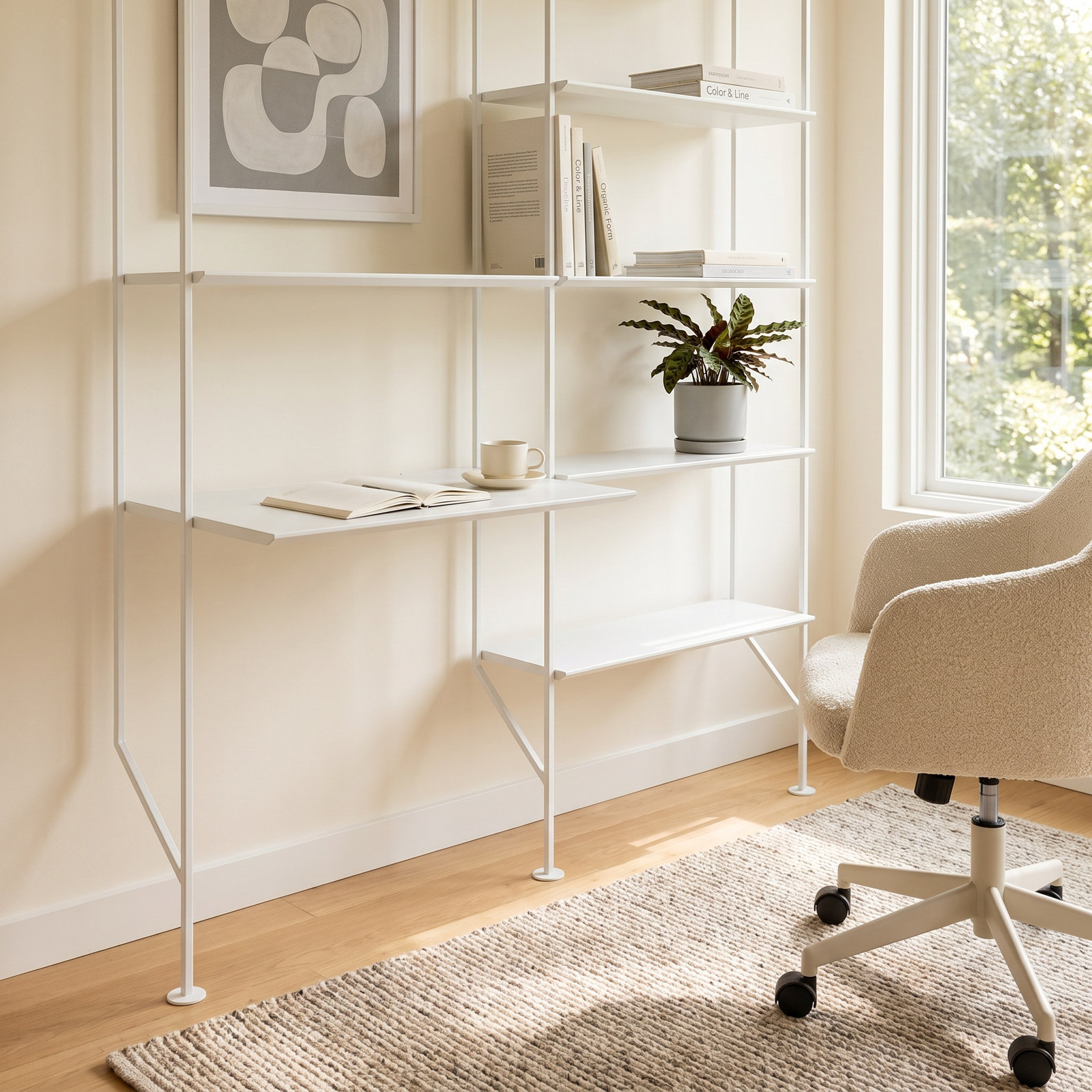 Hitch Leaning / Ladder Desk, White, White