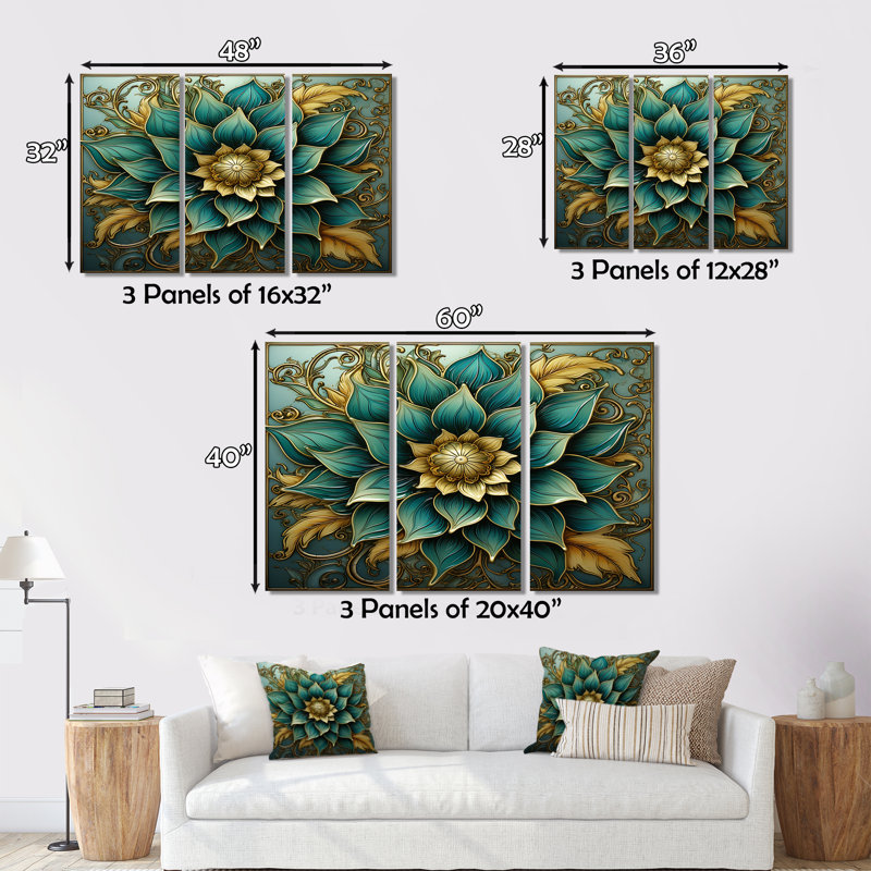 Boho, art mural toile Mandala, H 40 po x l 60 po x P 1 po
