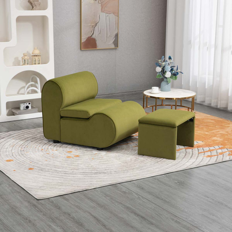 Chaise d'appoint en velours 33,46 po Josman, Velours vert olive