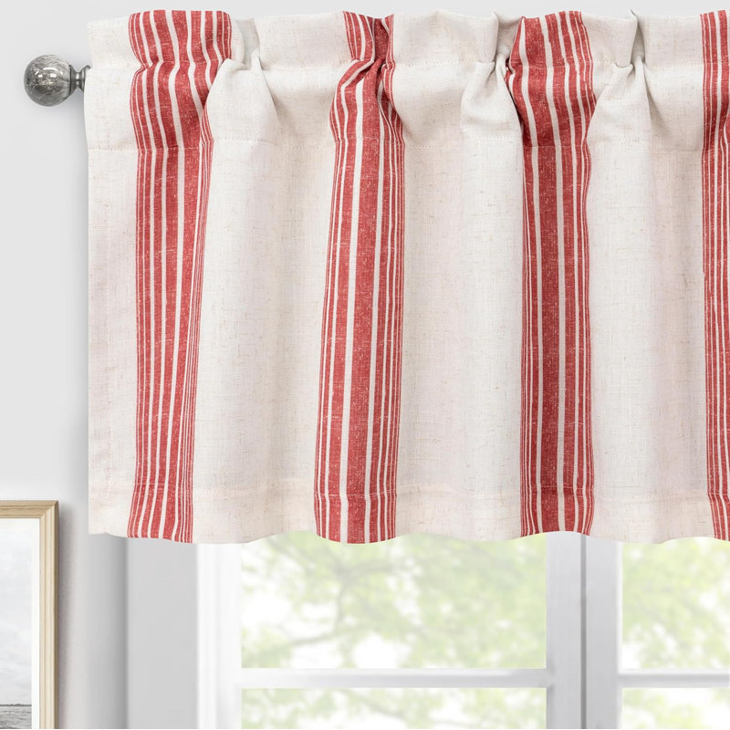 Akhill Striped Tailored Window Valance, Red, 52" W x 18" L