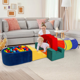 8Pcs Foam Climbing Blocks Set With Tunnel For Toddlers,Toddler Playset Soft Climber,Climbing Toys