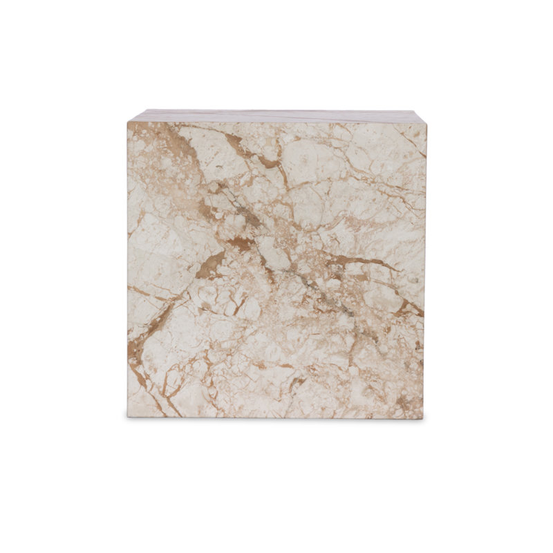 Plinth Marble End Table, Desert Taupe Marble