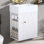 Meuble-lavabo de 20 po avec lavabo en céramique, porte à motif de losanges, poignées dorées et tablettes de rangement latérales - petit cabinet moderne avec barre à serviettes, fabrication en panneau de fibres à densité moyenne, assemblage requis