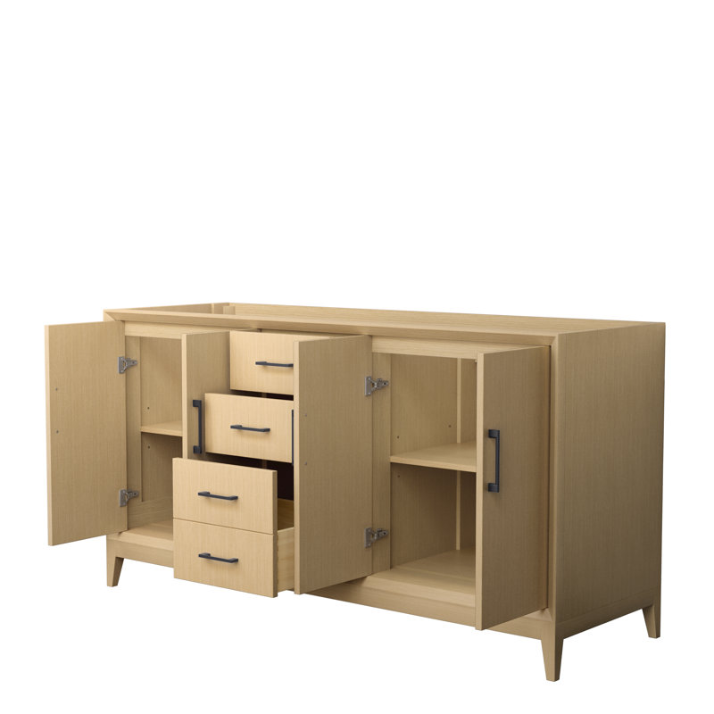 Base de meuble-lavabo double autoportant 65,25 po Janna, Noir mat