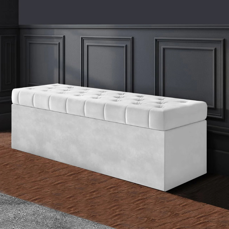 SD Naples Chesterfield Upholstered Ottoman Storage Box, Silver Naple, 40" H x 90" W x 40" D