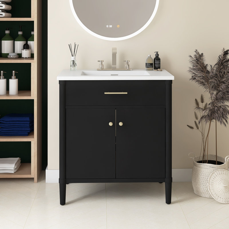Meuble-lavabo 31 po avec lavabo, Noir