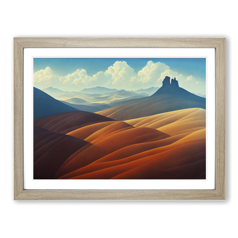 XH1022-9463X Unique Mountain Landscape - Single Picture Frame Print, 25cm H x 34cm W x 2cm D, Oak Framed