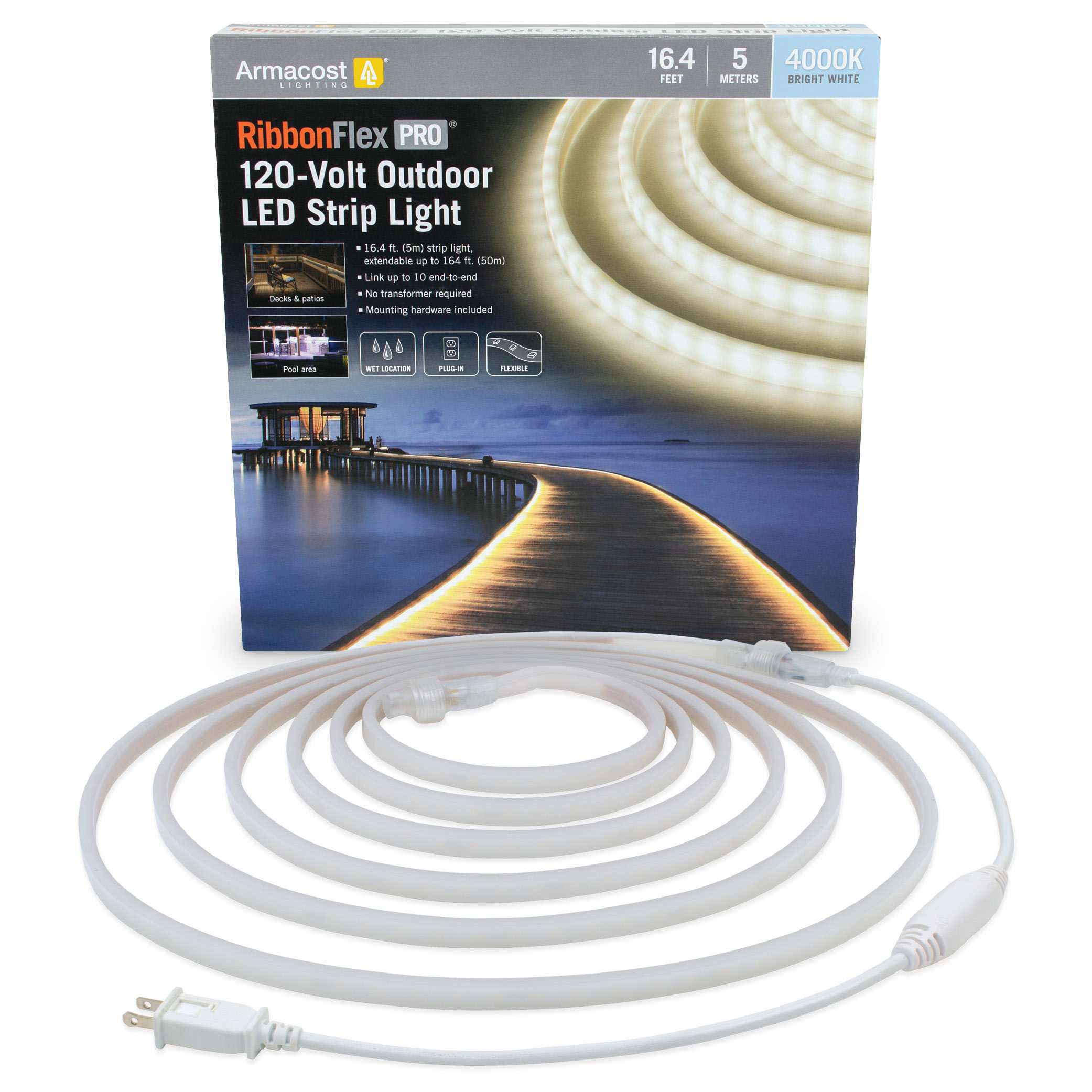 Armacost Lighting Outdoor 300 Bulb 198'' Plugin LED Rope String