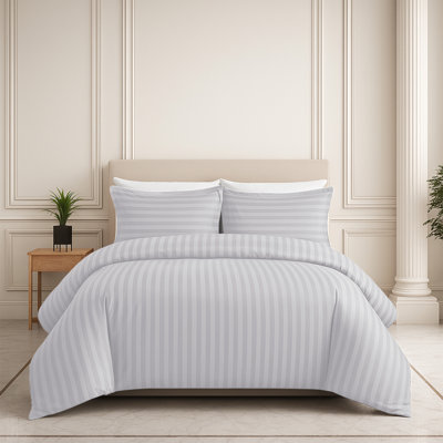 Microfiber Striped Duvet Cover Set with Pillowcases
