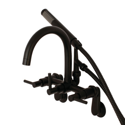 Concord Triple Handle Wall Mounted Clawfoot Tub Faucet Trim with Handshower