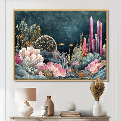 Aquarium Coral And Crystal Underwater Horizon - Coral Framed Prints