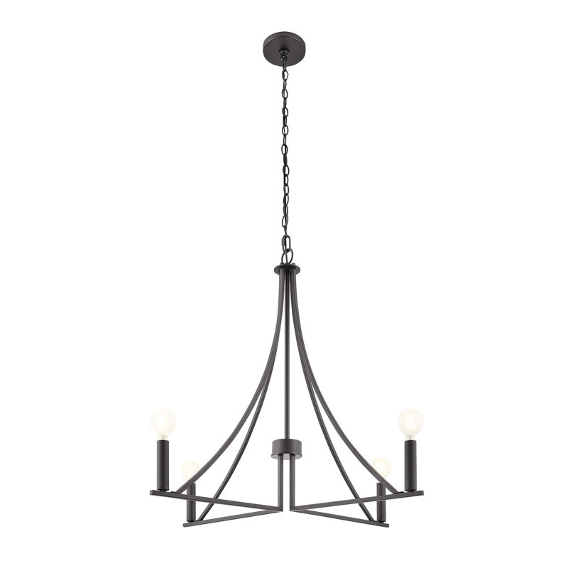 Lustre 4 lumières Meridian en noir mat, Noir mat