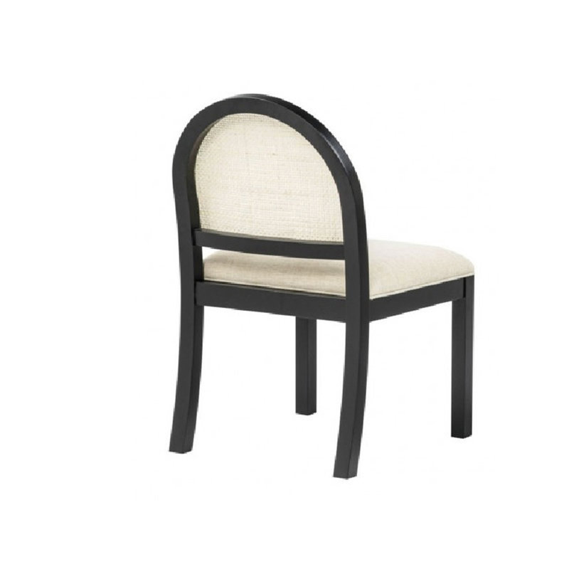 Ensemble de 2 chaises de salle à manger, chaise d'appoint rembourrée avec dossier en rotin naturel tissé et pieds en bois massif, noir