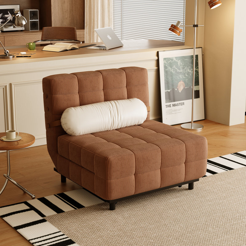 Fauteuil inclinable 32 po en velours côtelé avec dossier ajustable et coussin, Brun