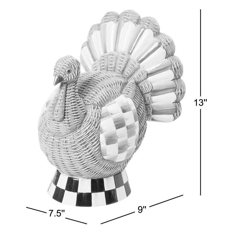 Autumnology Check Basket Weave Turkey Figurine