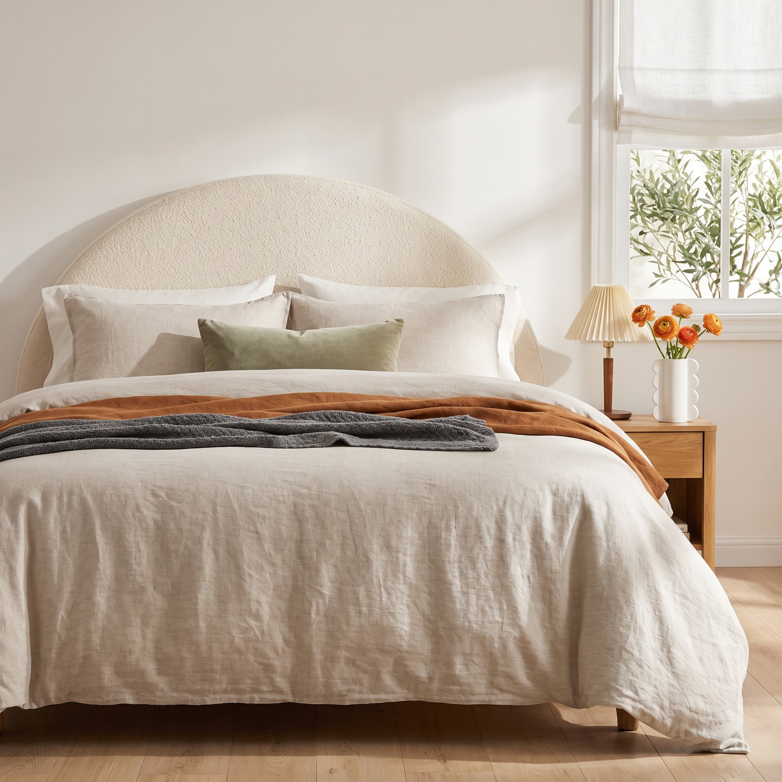 Hemp Duvet Cover Set, Queen Duvet Cover + 2 Shams, Natural