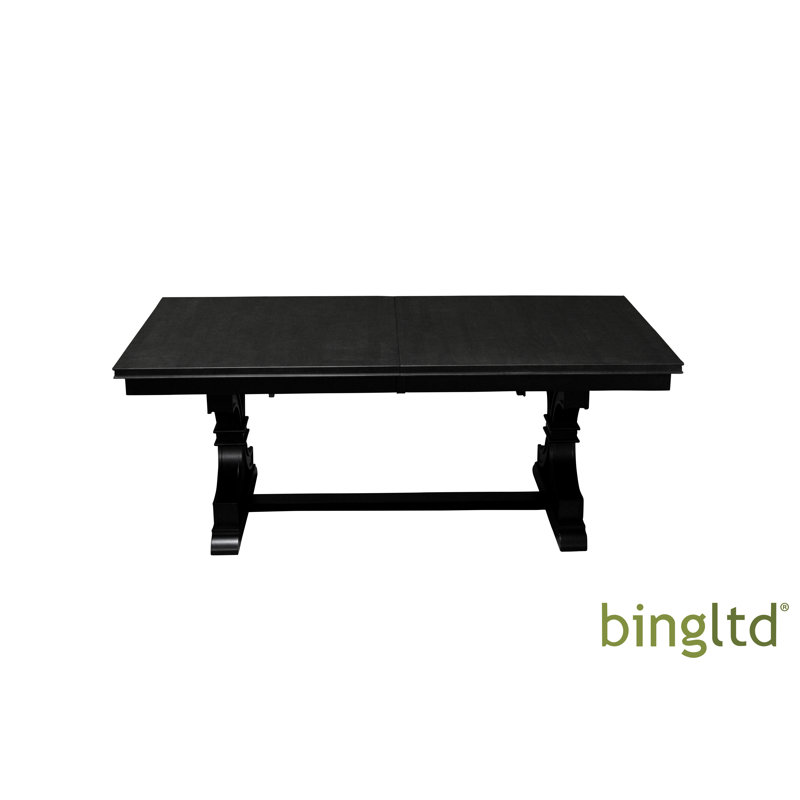 Black Solid Parawood Extendable Dining Table with Cross Legs